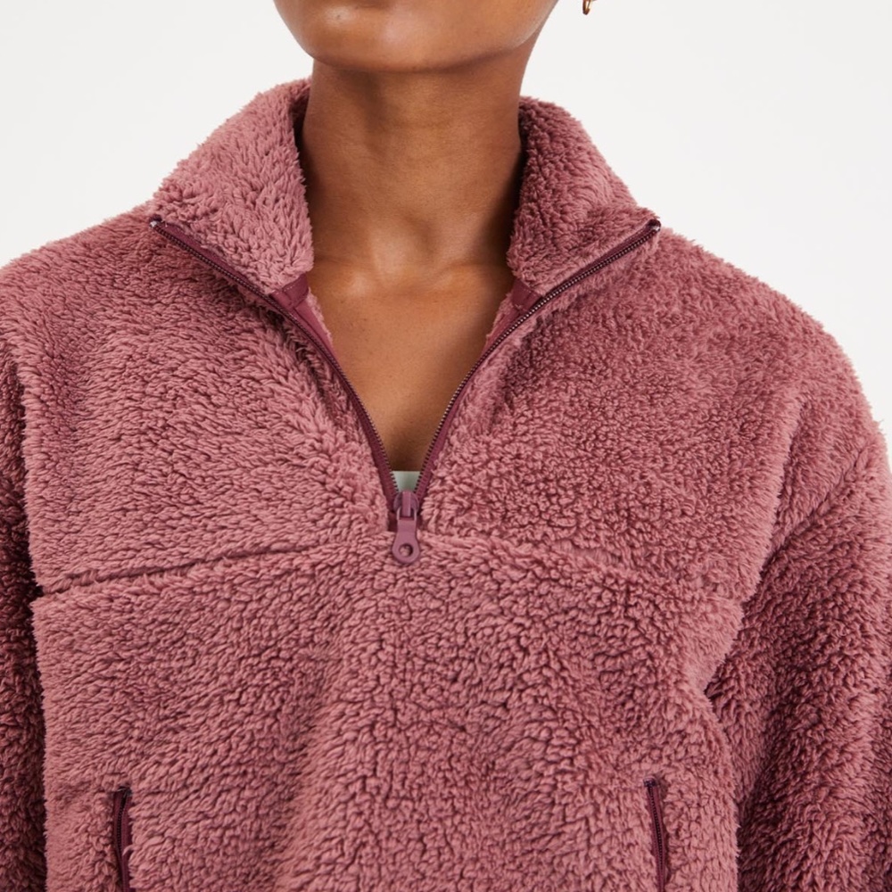 GIRLFRIEND COLLECTIVE Recycled Half-Zip Fleece in Plume NWT - Picture 4 of 5